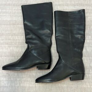 Vintage Hunt Club black leather tall boot. Approx 1” heel